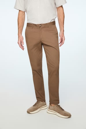  Erkek Vizon Pamuk Trend Düz Slim Fit Chino Pantolon