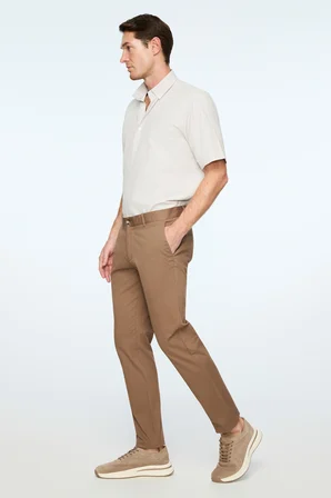  Erkek Vizon Pamuk Trend Düz Slim Fit Chino Pantolon