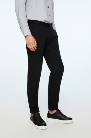  Erkek Siyah Pamuk Trend Düz Slim Fit Chino Pantolon