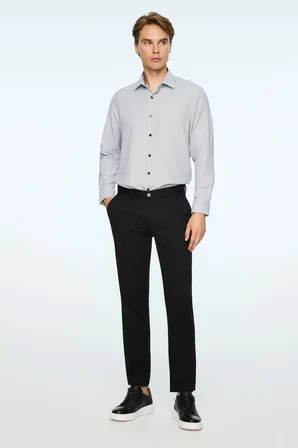  Erkek Siyah Pamuk Trend Düz Slim Fit Chino Pantolon