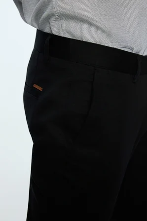  Erkek Siyah Pamuk Trend Düz Slim Fit Chino Pantolon