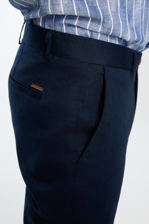  Erkek Lacivert Pamuk Trend Düz Slim Fit Chino Pantolon