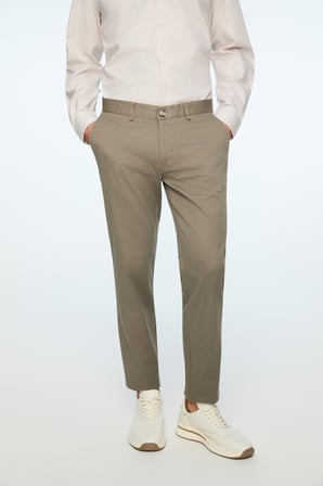  Erkek Çağla Yeşili Pamuk Trend Düz Slim Fit Chino Pantolon