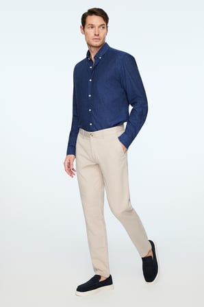  Erkek Taş Pamuk Trend Düz Slim Fit Chino Pantolon
