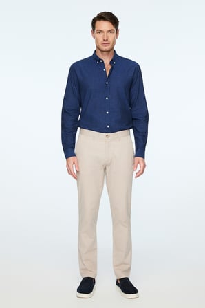  Erkek Taş Pamuk Trend Düz Slim Fit Chino Pantolon