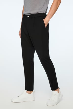  Erkek Siyah Rayon Trend Düz Slim Fit Pantolon
