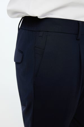  Erkek Lacivert Rayon Trend Düz Slim Fit Pantolon