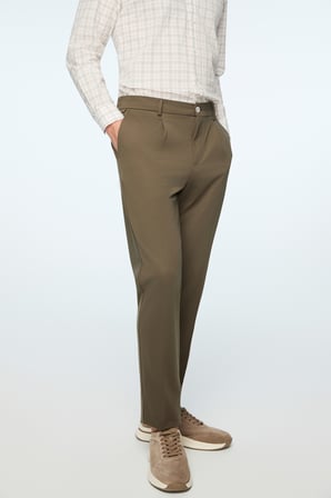  Erkek Yeşil Rayon Trend Düz Slim Fit Pantolon