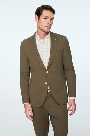  Erkek Yeşil Rayon Trend Düz Slim Fit Mono Yaka Ceket