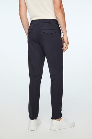  Erkek Lacivert Poliviskon Trend Düz Slim Fit Pantolon