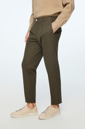  Erkek Yeşil Poliviskon Trend Düz Slim Fit Pantolon