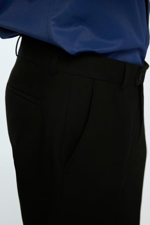  Erkek Siyah Poliviskon Basic Düz Slim Fit Pantolon