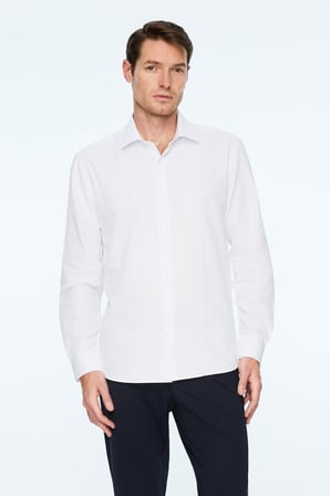  Erkek Beyaz Düz Slim Fit Sert Yaka Gömlek