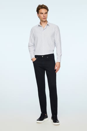  Erkek Lacivert Denim 5 Cep Slim Fit Jean Kot Pantolon