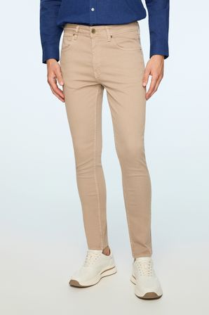  Erkek Bej Denim 5 Cep Slim Fit Jean Kot Pantolon