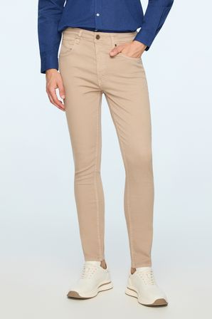  Erkek Bej Denim 5 Cep Slim Fit Jean Kot Pantolon