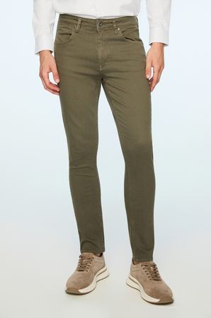  Erkek Haki Denim 5 Cep Slim Fit Jean Kot Pantolon