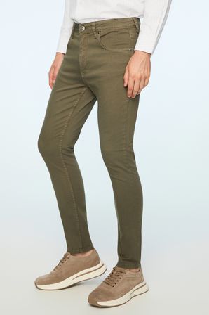  Erkek Haki Denim 5 Cep Slim Fit Jean Kot Pantolon