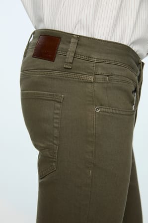  Erkek Haki Denim 5 Cep Slim Fit Jean Kot Pantolon
