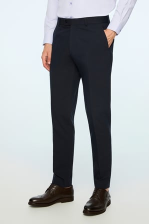  Erkek Lacivert Poliviskon Basic Düz Slim Fit Pantolon