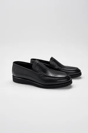  Erkek Siyah Classic Analin Loafer Kauçuk Taban Ayakkabı