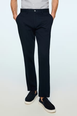  Erkek Lacivert Pamuk Trend Düz Dynamic Fit Chino Pantolon