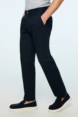  Erkek Lacivert Pamuk Trend Düz Dynamic Fit Chino Pantolon