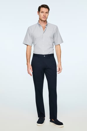  Erkek Lacivert Pamuk Trend Düz Dynamic Fit Chino Pantolon