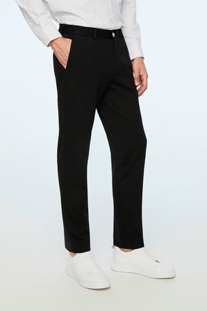  Erkek Siyah Rayon Trend Düz Slim Fit Pantolon