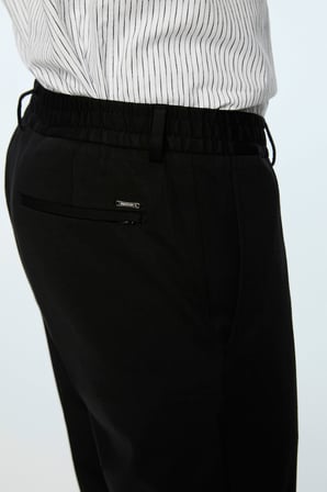  Erkek Siyah Rayon Trend Düz Slim Fit Pantolon