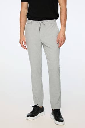  Erkek Gri Poliviskon Trend Düz Slim Fit Jogger Pantolon
