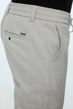  Erkek Gri Poliviskon Trend Düz Slim Fit Jogger Pantolon