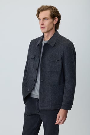  Erkek Füme Trend Yünlü Safari Model Dinamik Fit Gömlek Ceket