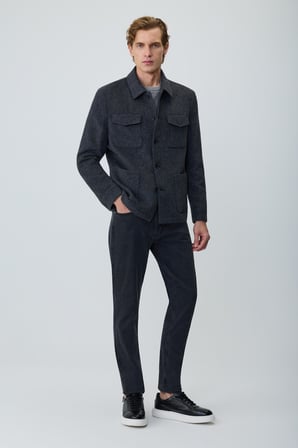  Erkek Füme Trend Yünlü Safari Model Dinamik Fit Gömlek Ceket
