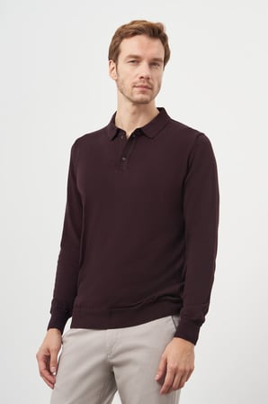  Erkek Mor Basic Polo Yaka Dynamic Fit Rahat Kesim Triko