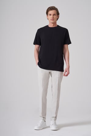 Erkek Siyah Basic Bisiklet Yaka Dynamic Fit Pamuk T-Shirt