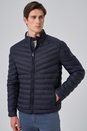  Erkek Lacivert Polyester Kısa Kapitone Mont