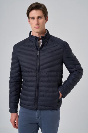  Erkek Lacivert Polyester Kısa Kapitone Mont