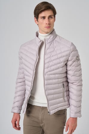  Erkek Ekru Polyester Kısa Kapitone Mont