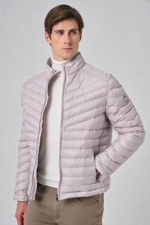  Erkek Ekru Polyester Kısa Kapitone Mont