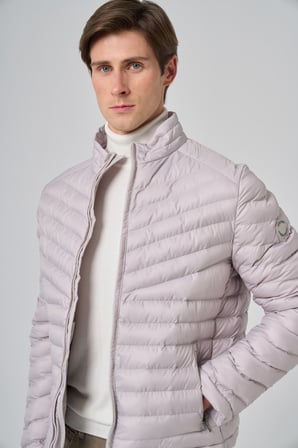  Erkek Ekru Polyester Kısa Kapitone Mont