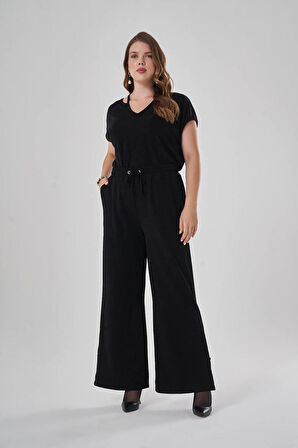 Beli Bağcıklı Siyah Pantolon