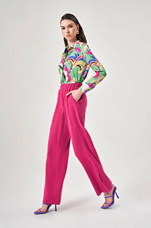 Cupra Detaylı Fuşya Pantolon