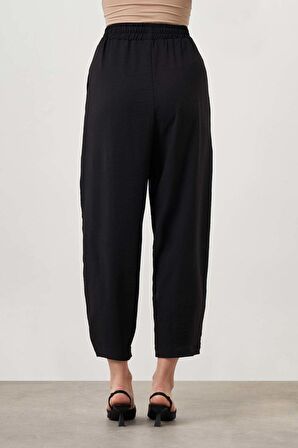 Beli Lastikli Şalvar Siyah Pantolon