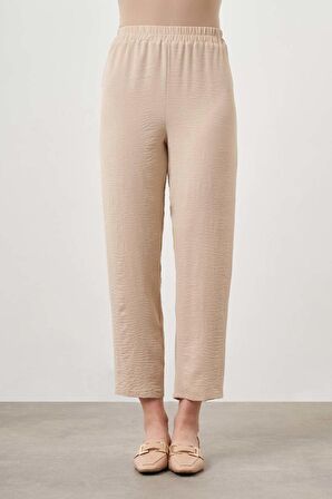 Beli Lastikli Garni Bej Pantolon