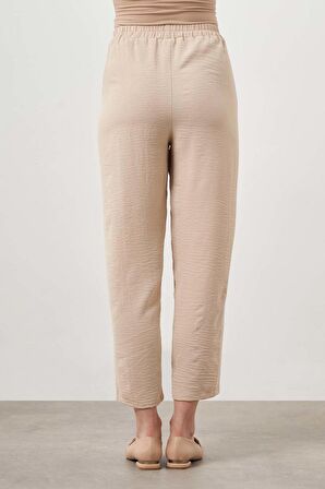 Beli Lastikli Garni Bej Pantolon