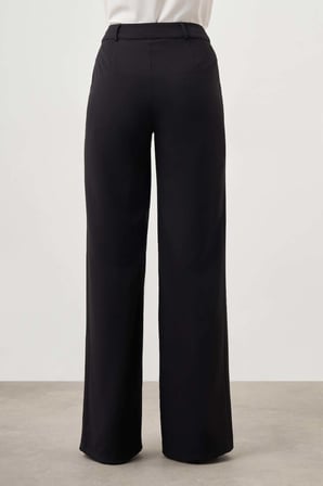 Pileli Double Siyah Pantolon