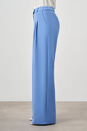 Pileli Double Mavi Pantolon