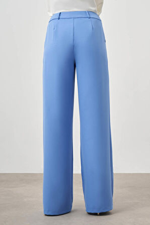 Pileli Double Mavi Pantolon