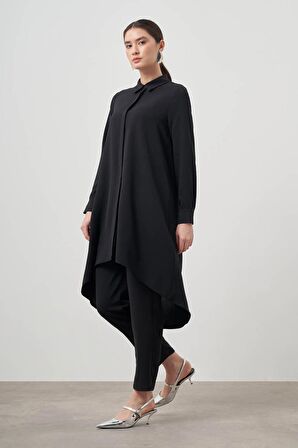 Beli Lastikli Dar Paça Siyah Pantolon